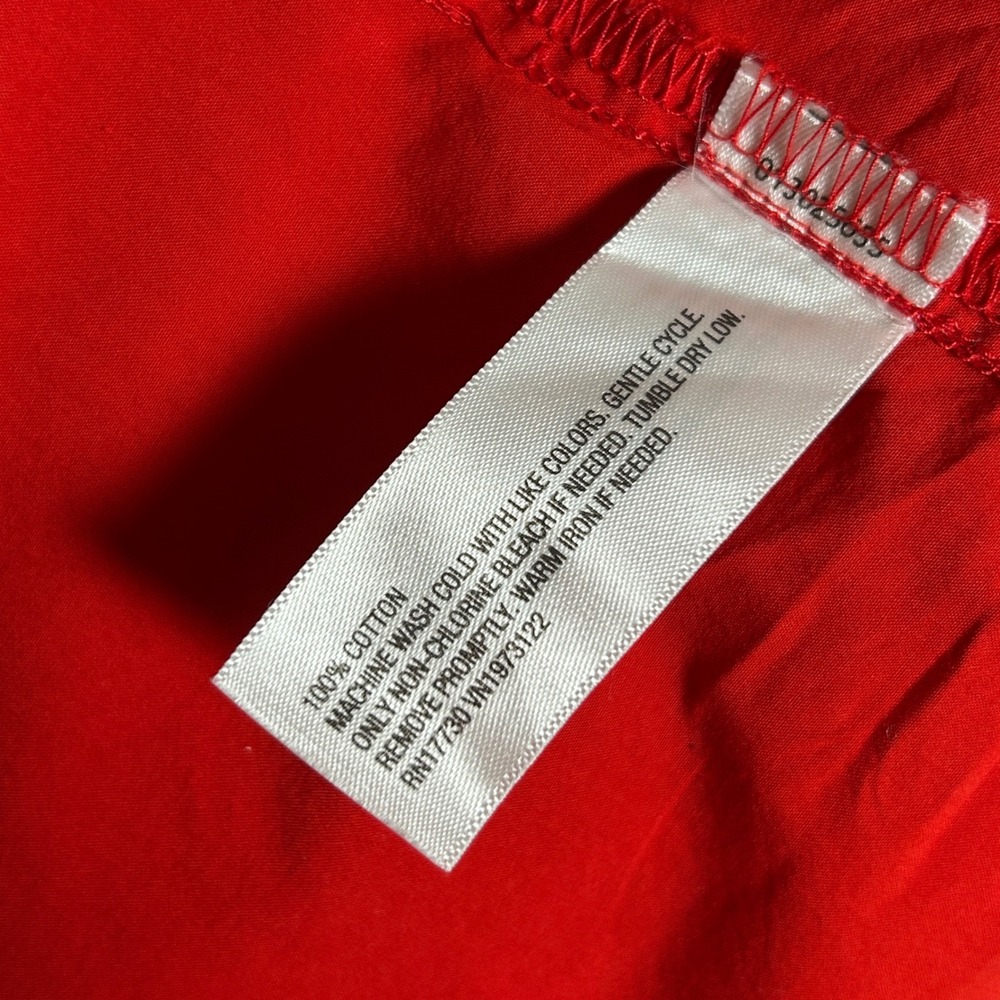 Classic Coastal Red 100% Cotton Button Up Shirt‎ Oversized Boyfriend Nautical XL - Picture 6 of 6